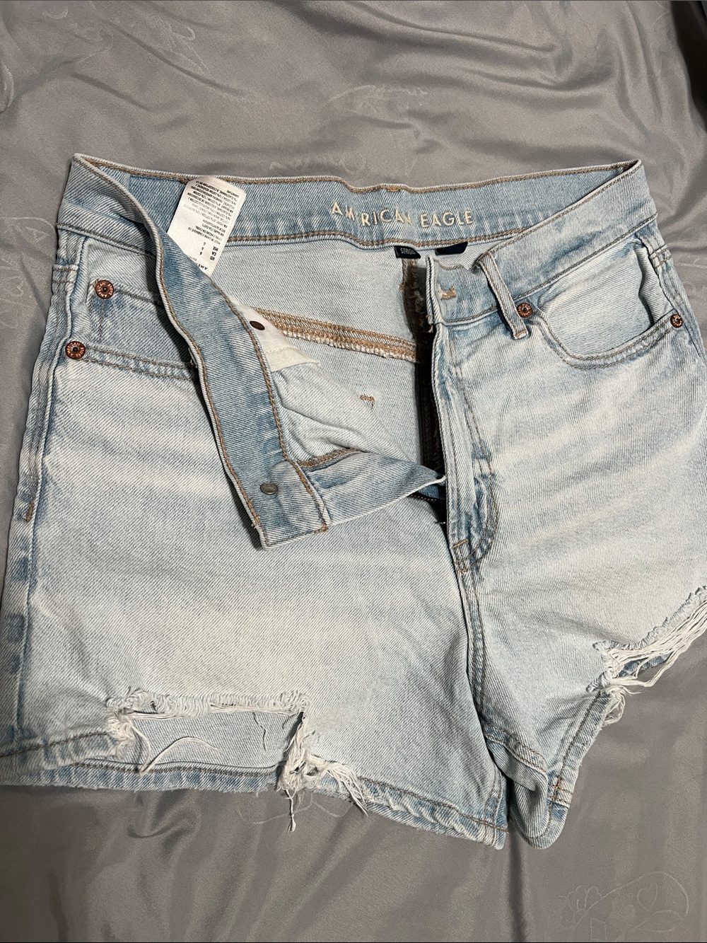 American Eagle Outfitters Light Wash Distressed Jean Shorts